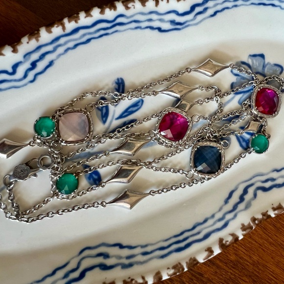 TACORI Multi-Colored Gem ‘City Lights Collection’ Long Necklace in 92.5 & 18K - Picture 2 of 15